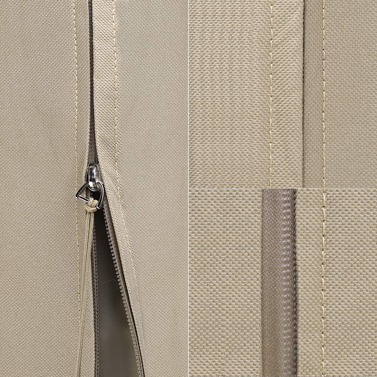 Detalle 1 de Sekey Schutzhülle für Doppel-Sonnenschirm – Taupe, 160 x 62 cm, mit Stab und Reißverschluss