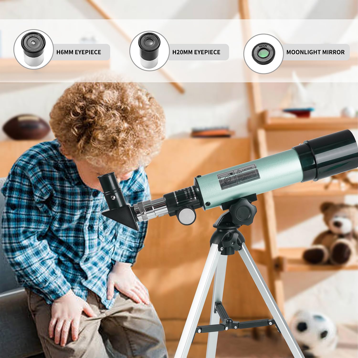 Thumbnail 6 de Misilmp Kids Astronomy Telescope 360/50mm 90X Outdoor Monocular Space Telescope with Tripod – Blue