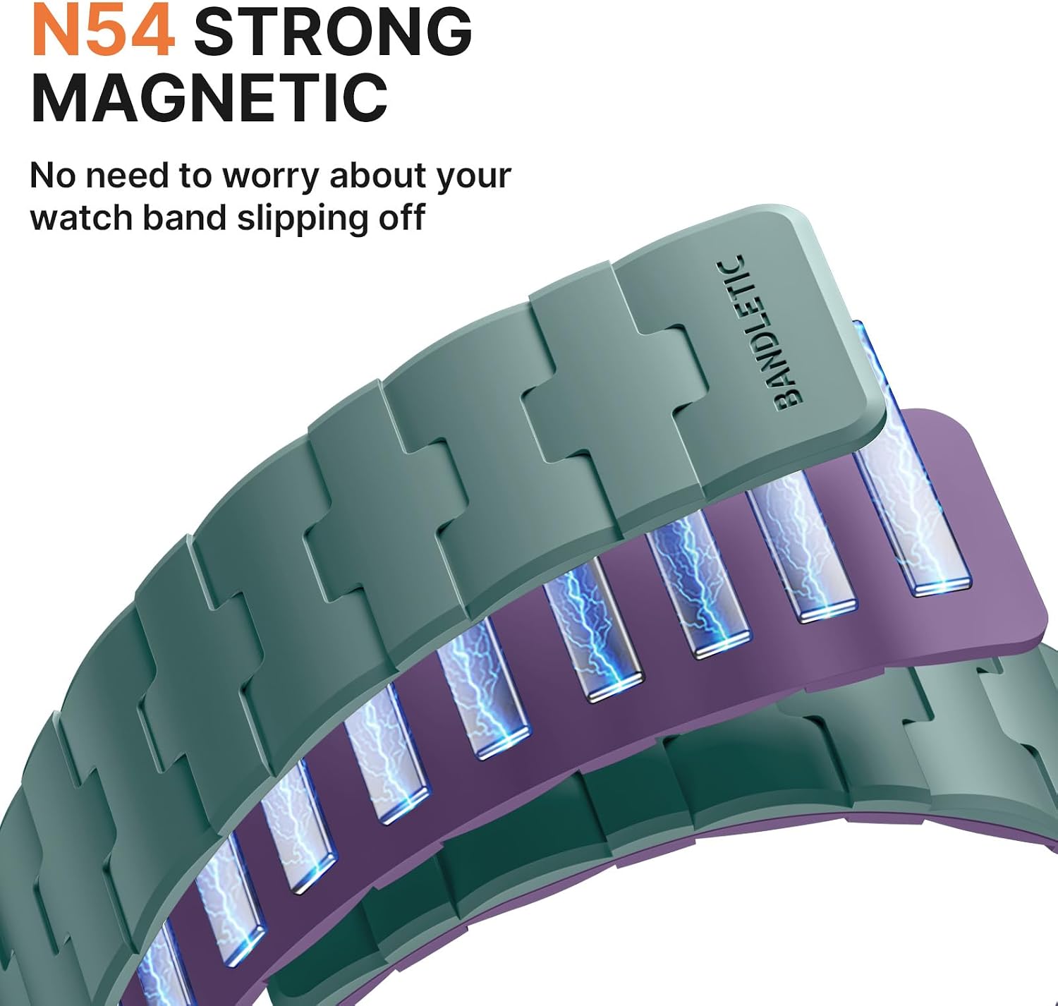Detalle de Bandletic Dual-Sided Reversible Magnetic Strap for Apple Watch: Soft Silicone, 4 Styles in 1