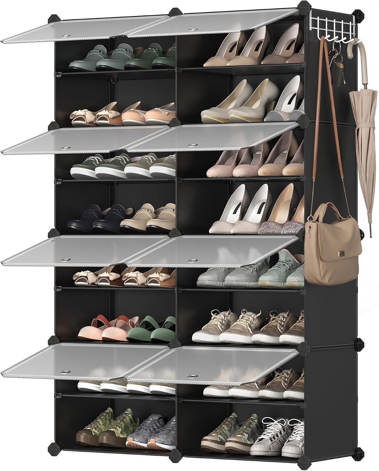 Imagen de SONGMICS LPC034B01 scarpiera modulare a 8 scomparti per 32 paia, con sportelli e telaio in acciaio en OfertitasTOP