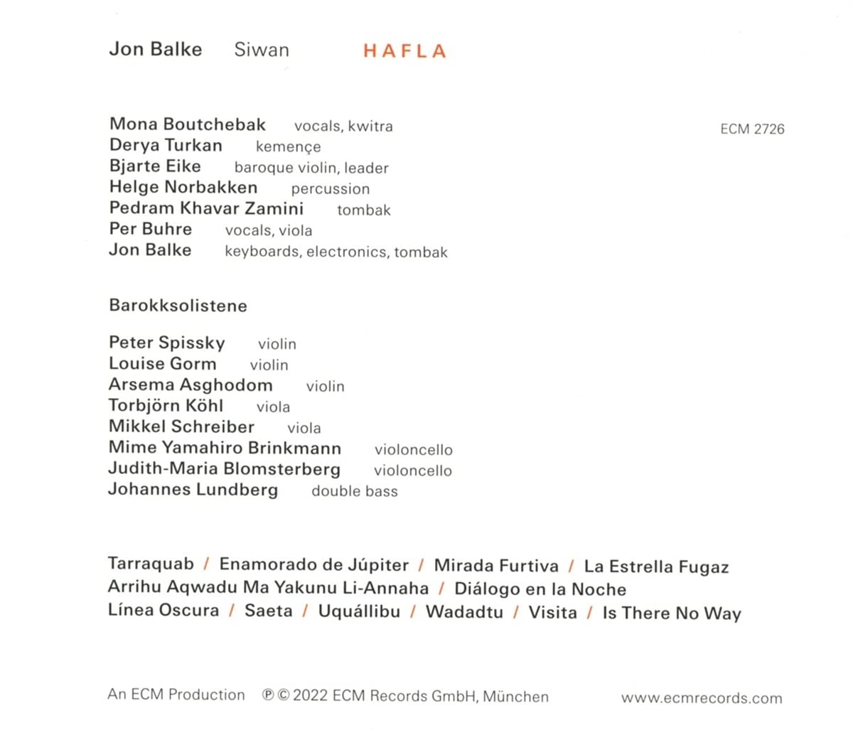 Detalle 2 de Hafla Audio CD by Siwan and Jon Balke, Inspired by Al-Andalus