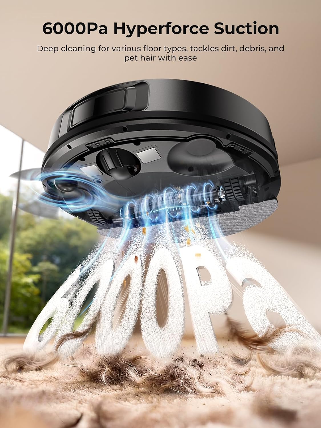 Detalle de Q20 Ultra: Upgraded Bagless Robot Vacuum and Mop with Self-Emptying, LiDAR Navigation, and Smart Mapping