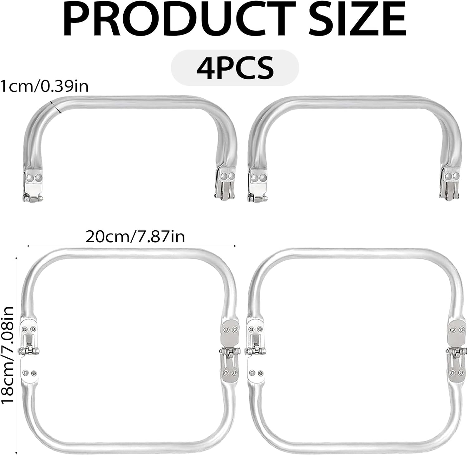 Detalle de Väskram i aluminium, U-formad, 20 cm, 4-pack för DIY-sömnad