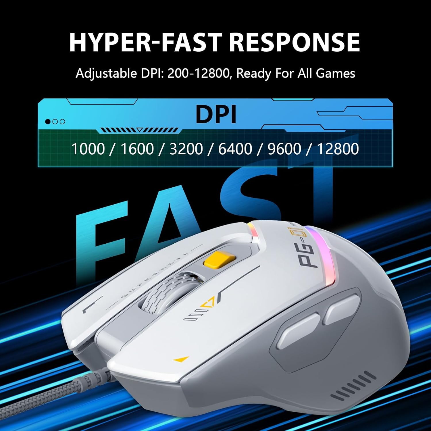 Detalle de inphic PG1 Gamingmaus 12800 DPI, 6 Tasten