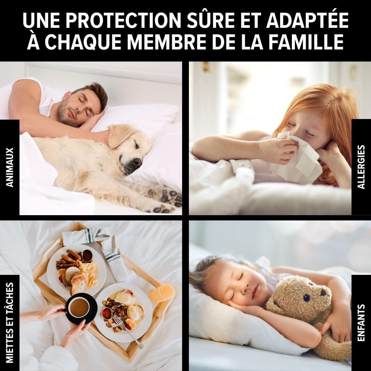 Detalle 2 de DREAMWAY – Lot de 2 Taies Oreiller Anti Acarien 50x80 cm, protège-oreiller 50x80, hypoallergénique et lavable 95°C