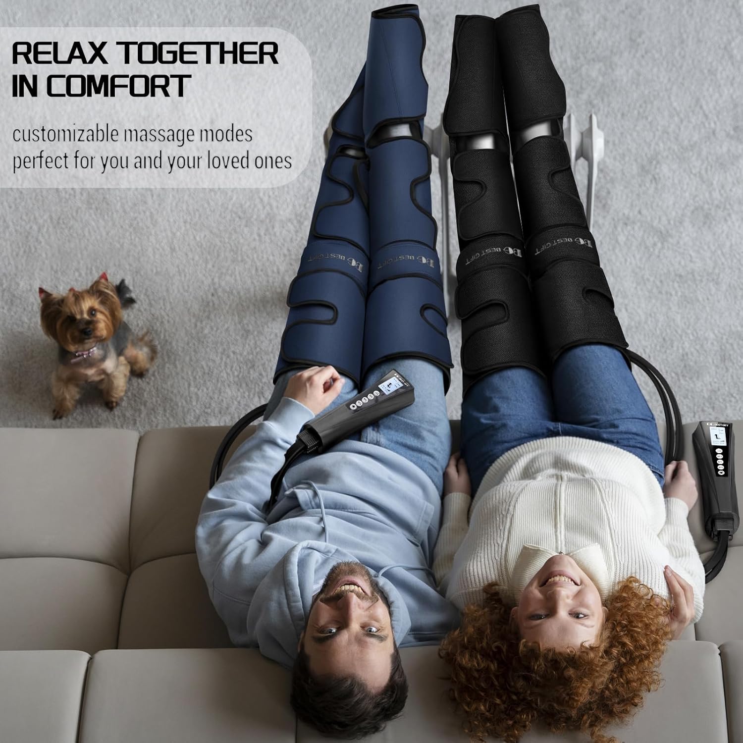 Detalle de Bestgift Air Compression Massager with Heat for Legs & Feet — Comprehensive Therapy for Varicose Veins, Cramps, and Edema