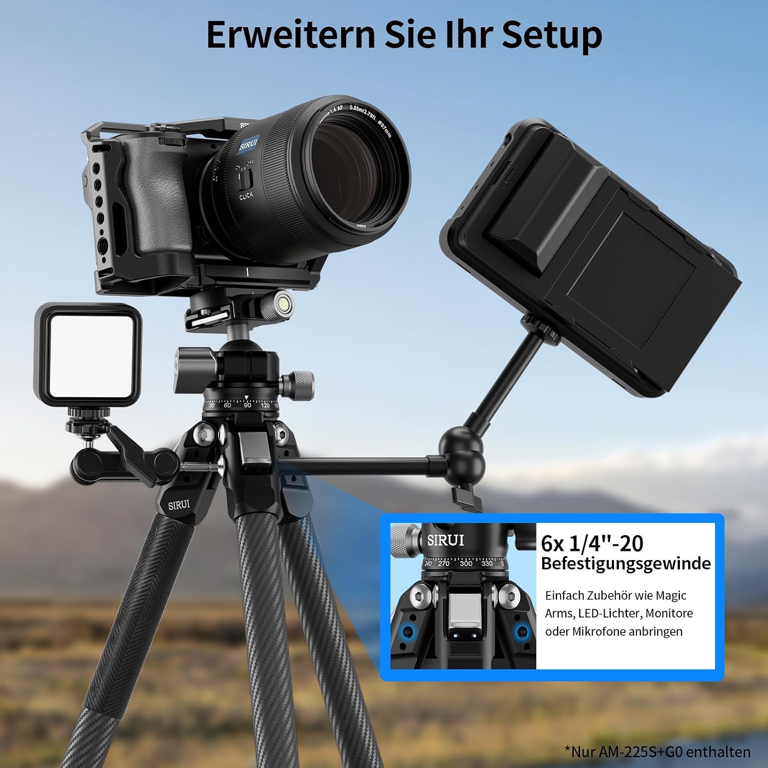 Thumbnail 5 de SIRUI AM-225S+G0 Reisestativ 127 cm, ultrakompakt