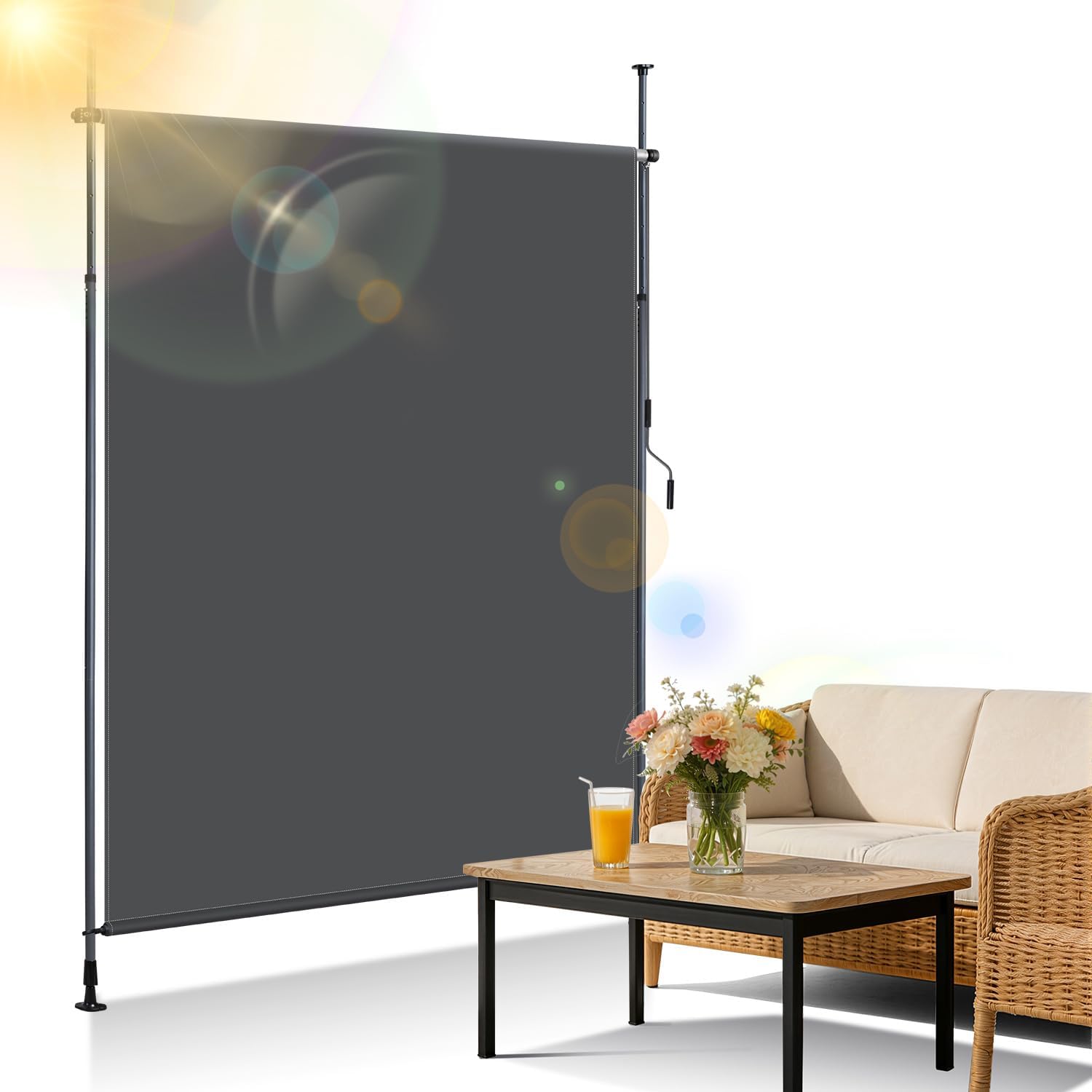 Detalle de Ollewiellan Tenda da sole verticale con morsetto esterno, 200 x 270 cm, allungabile, antracite