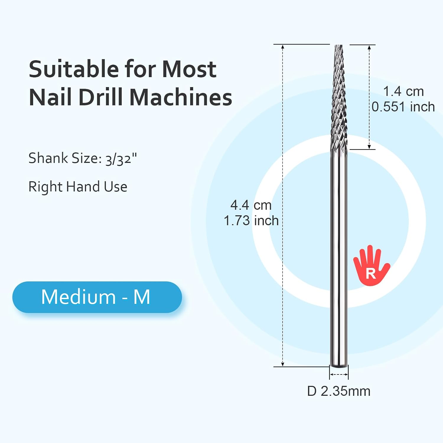Detalle 2 de CGBE nagelfreesbitje naaldvorm van wolfraamcarbide, 3/32 inch, medium