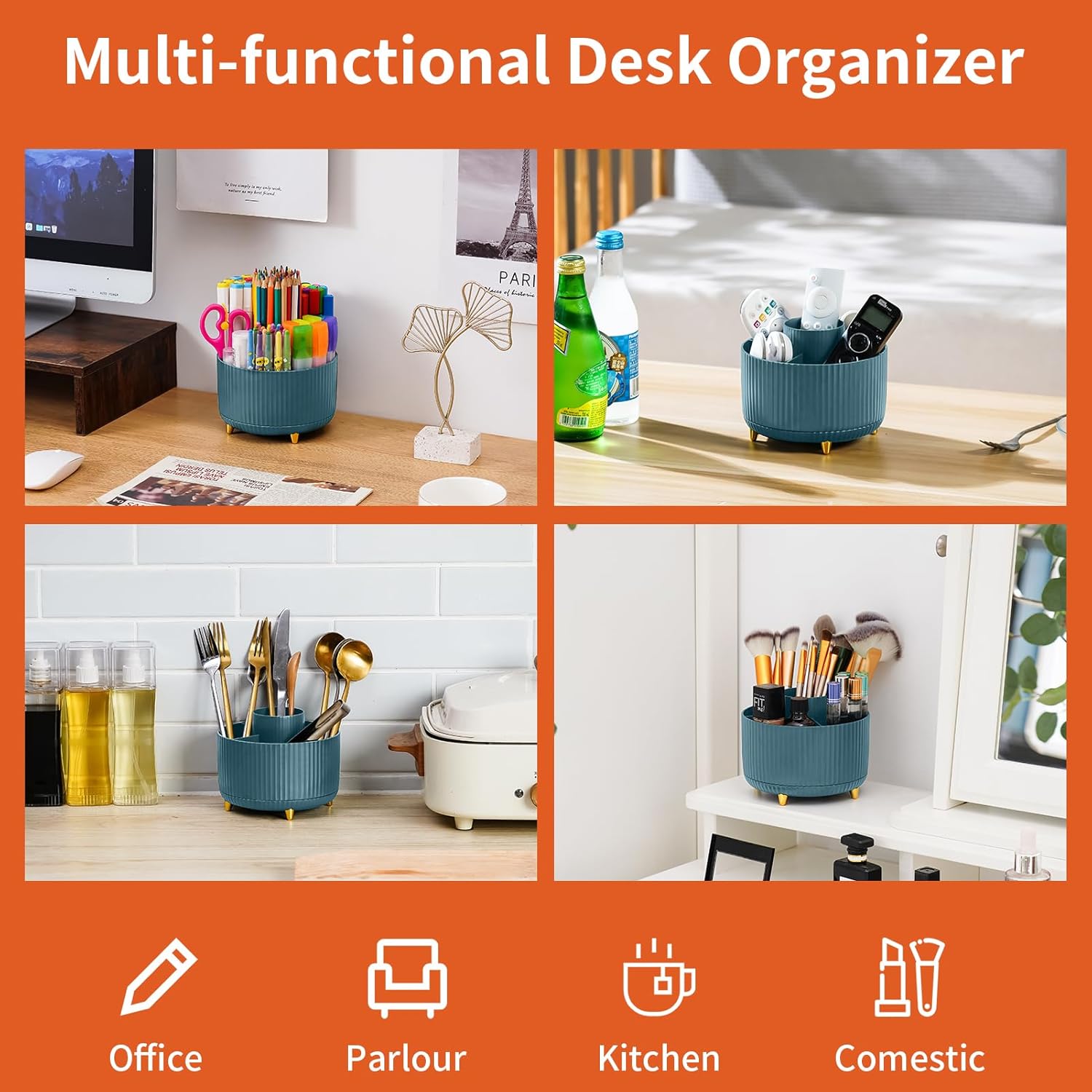 Thumbnail 6 de Marbrasse 360° rotating desk organiser with 5 compartments ✏