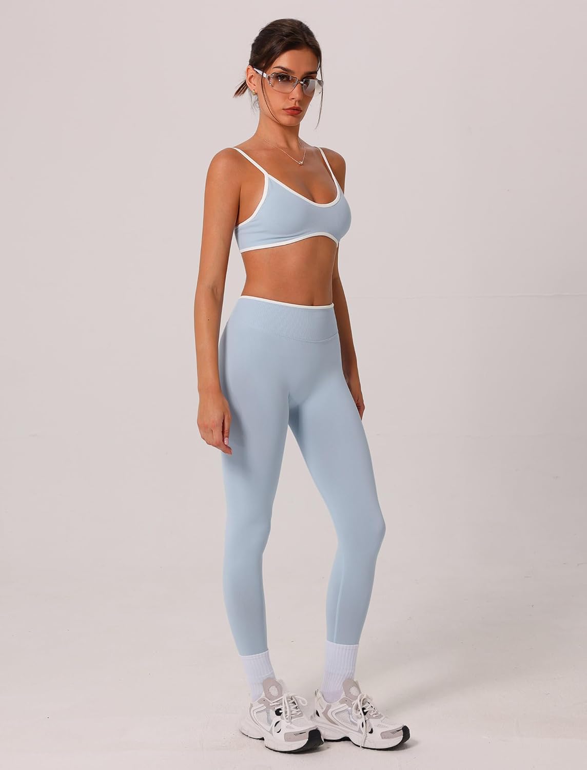 Thumbnail 5 de ABOCIW Women's 2-Piece Seamless Workout Set: Scrunch Butt Leggings + Strappy Sports Bra