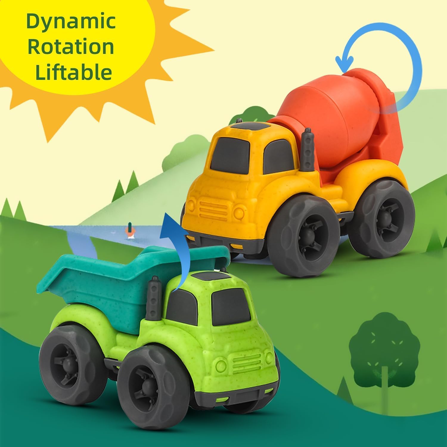 Thumbnail 3 de Cicili Toddler Truck Toys 2 Pack: Dump Truck & Mixer Cement Truck for 1–5 Year Olds