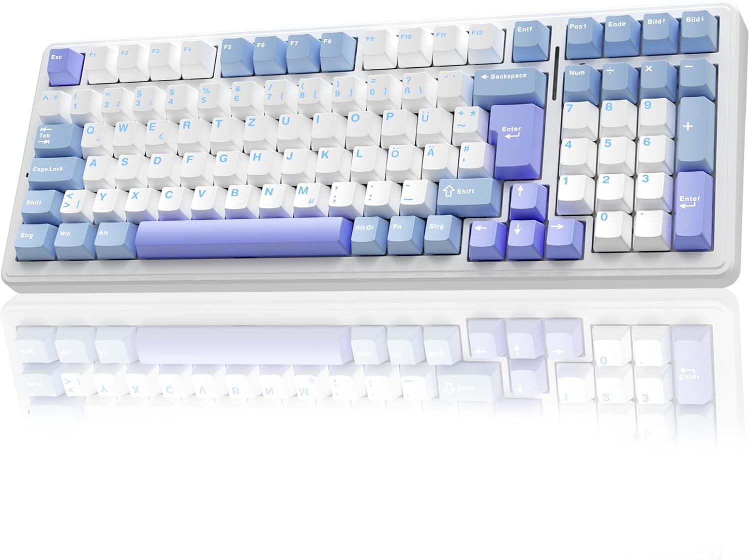 Detalle de AULA F99 mechanische Gaming-Tastatur (kabellos) mit QWERTZ, Hot Swap, BT5.0/2,4 GHz/USB-C und RGB