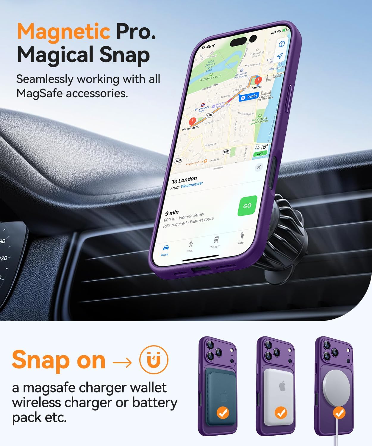 Detalle 2 de CANSHN Magnetic iPhone 17 Pro Case (6.3") in Deep Purple with full camera protection