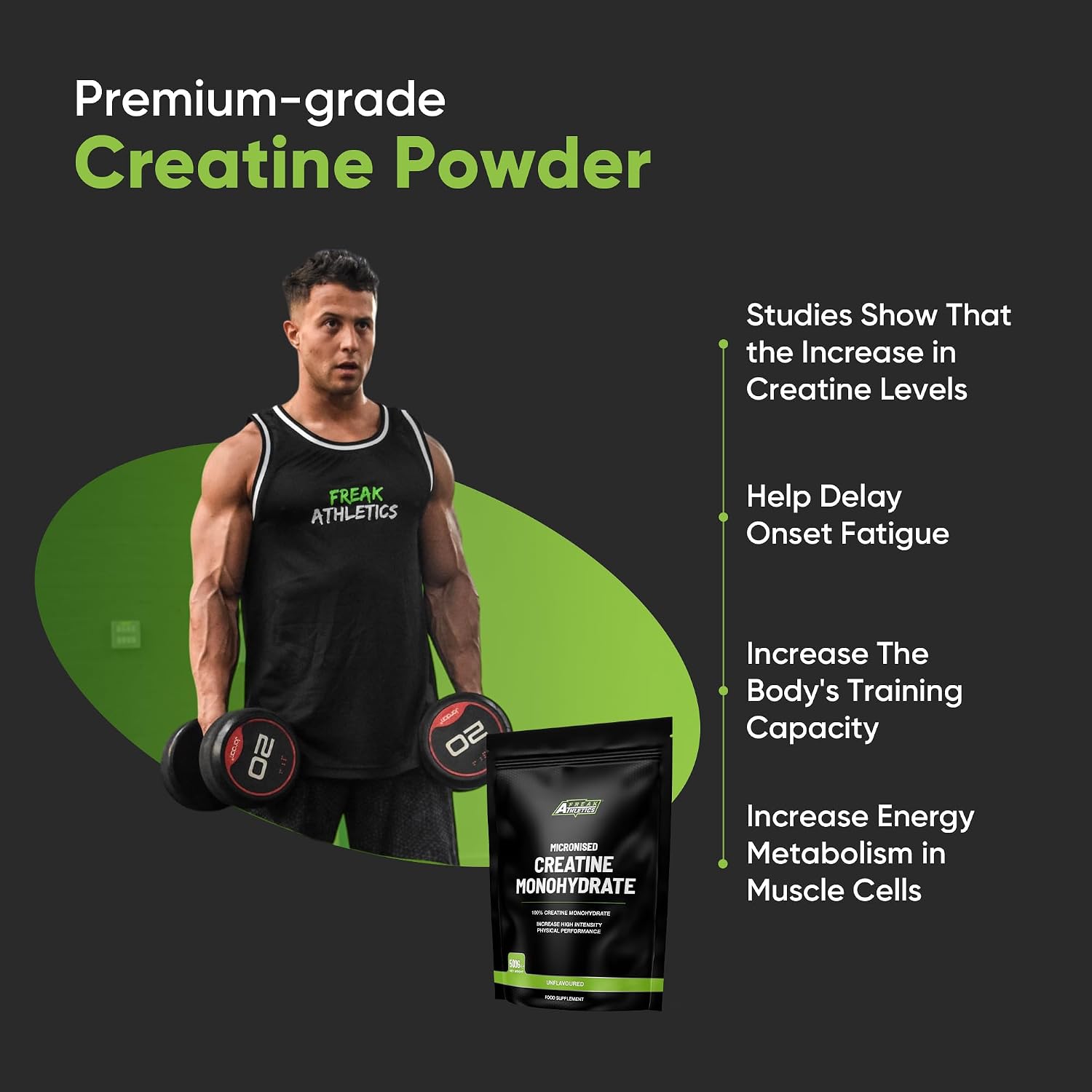 Thumbnail 4 de Freak Athletics Creatine Monohydrate Powder 500g – Unflavoured, 142 Servings