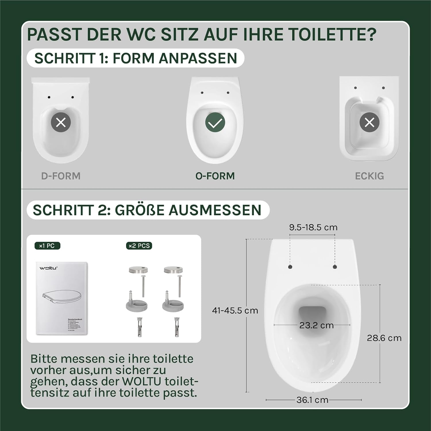 Detalle de WOLTU WC-Sitz mit Absenkautomatik – Softclose, Schnellbefestigung und Universal-O-Form