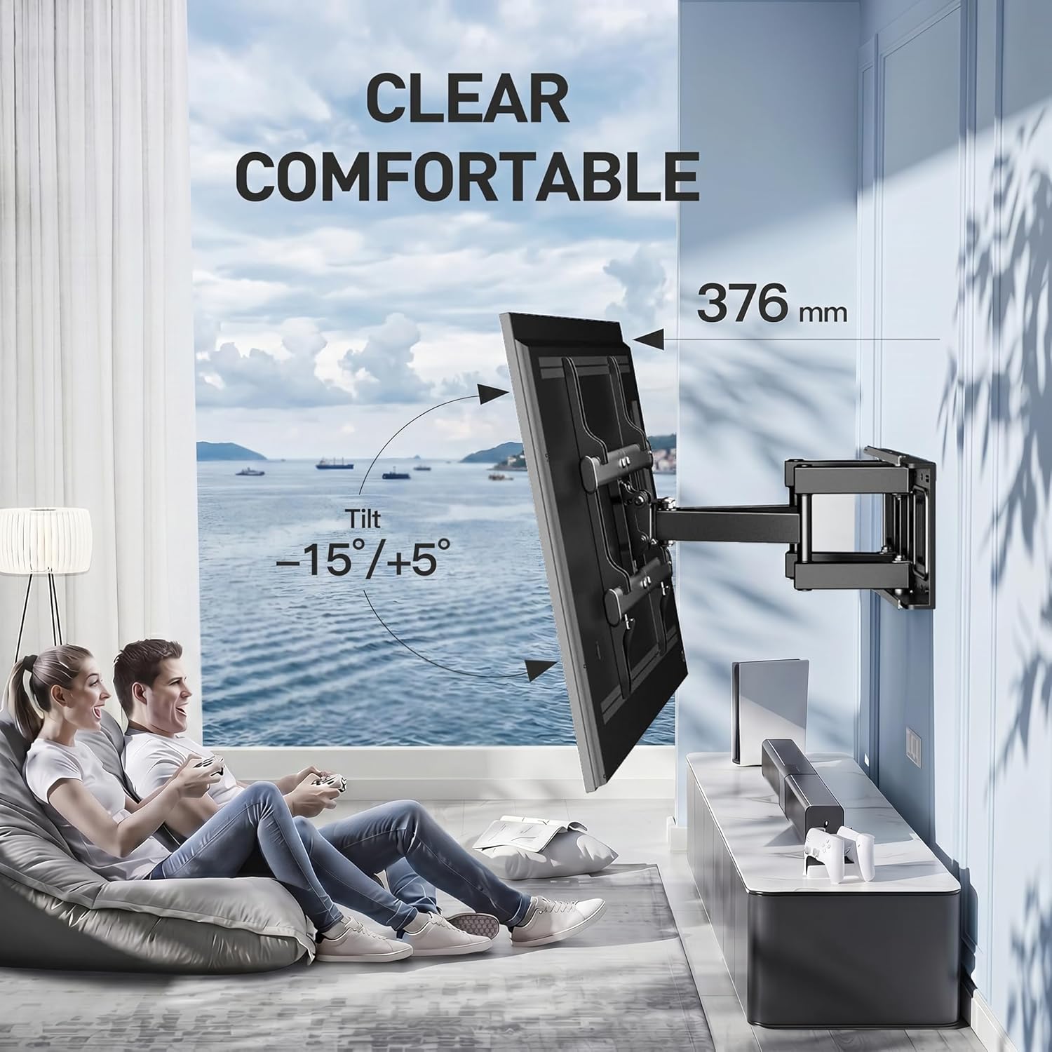 Detalle 2 de PERLESMITH TV Wandhalterung für 37–85″ Fernseher
