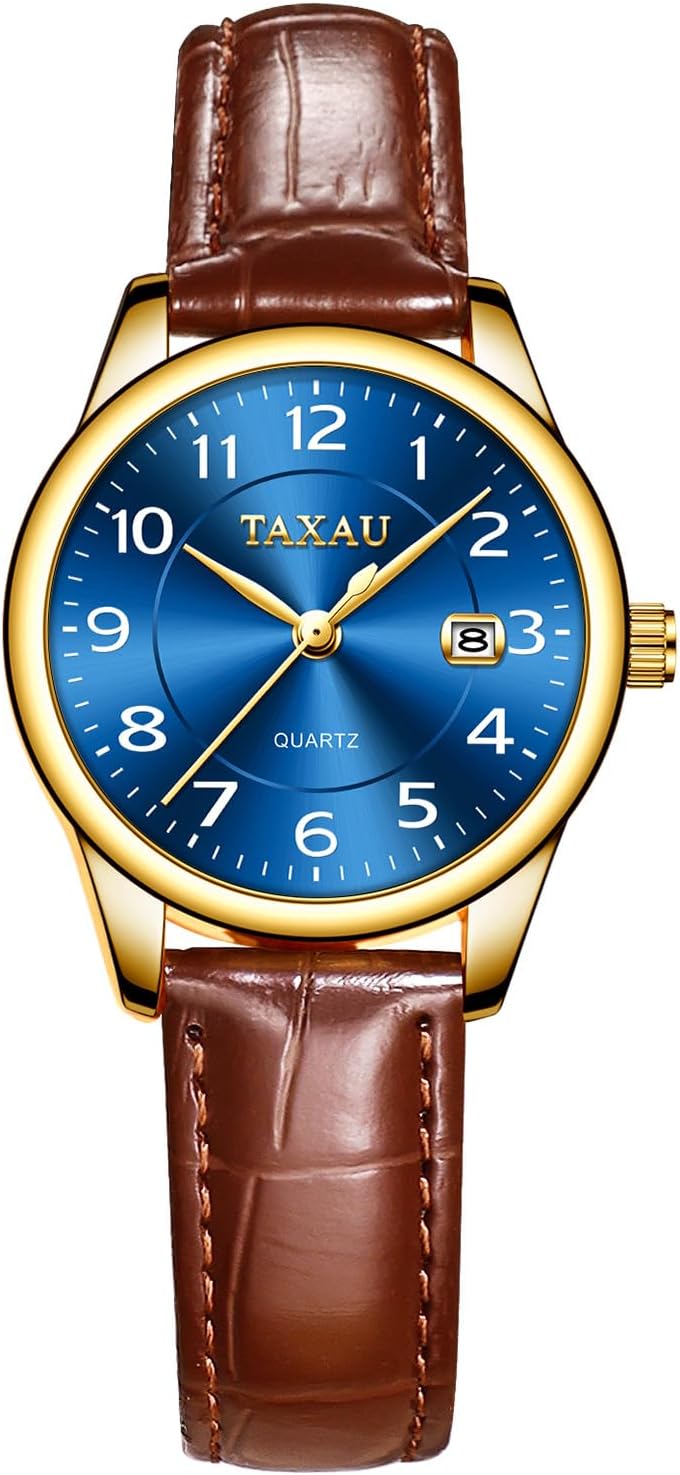 Thumbnail 6 de Taxau Damenuhr mit analogem Quarzwerk, Lederarmband und Datumsanzeige