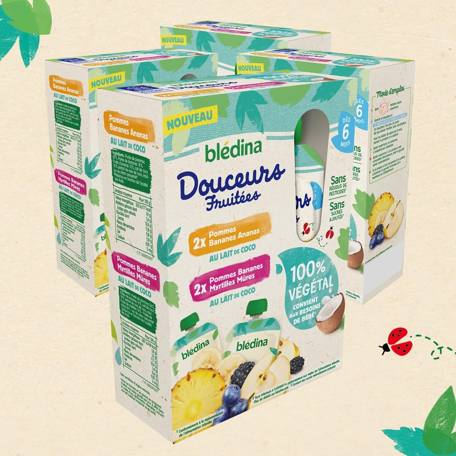 Thumbnail 1 de Blédina Gourdes Douceurs Fruitées 100% Végétal – lot de 16 gourdes (dès 6 mois)