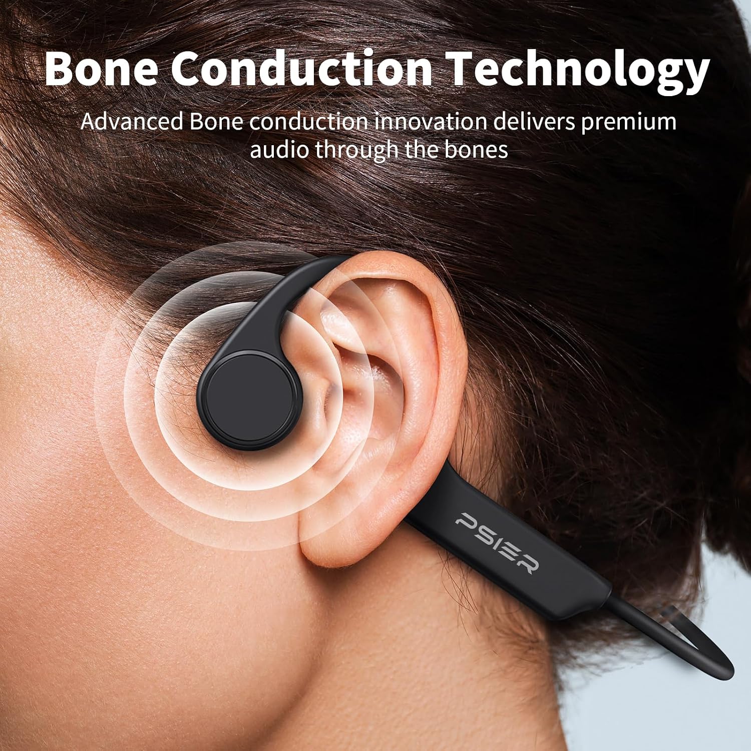 Detalle 2 de PSIER Bone Conduction Headphones 10H Bluetooth 5.4
