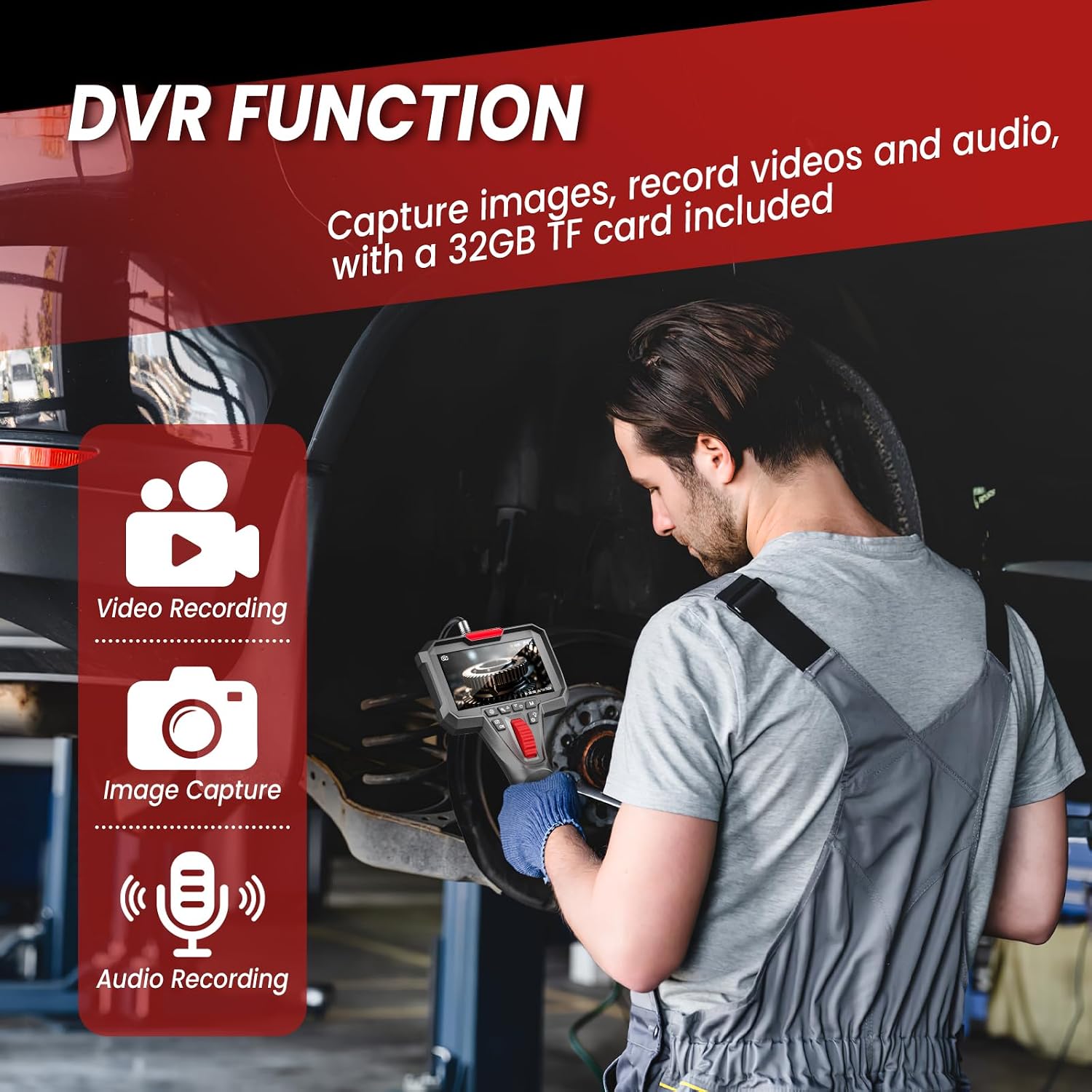 Thumbnail 4 de Anysun Telecamera Endoscopica 4,3'' IPS 1080P con DVR e sonda da 6,2 mm