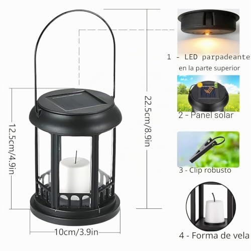 Detalle de yowin Farolillos Solares Exterior 4 Piezas: Lámparas LED con Velas Parpadeantes para Jardín y Terraza