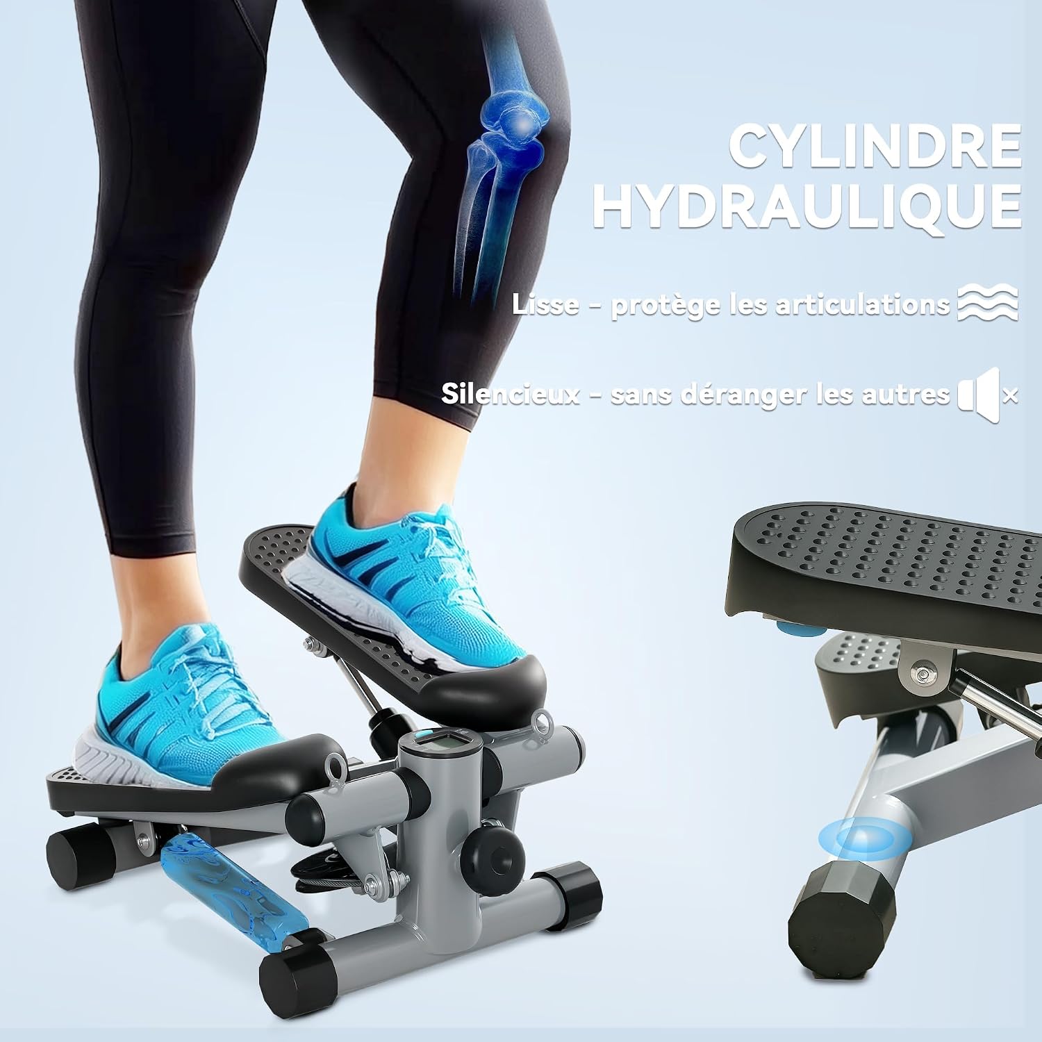 Thumbnail 5 de SPORTNOW A90-371V00GY mini-fitnessstepper met weerstandsbanden en lcd-display
