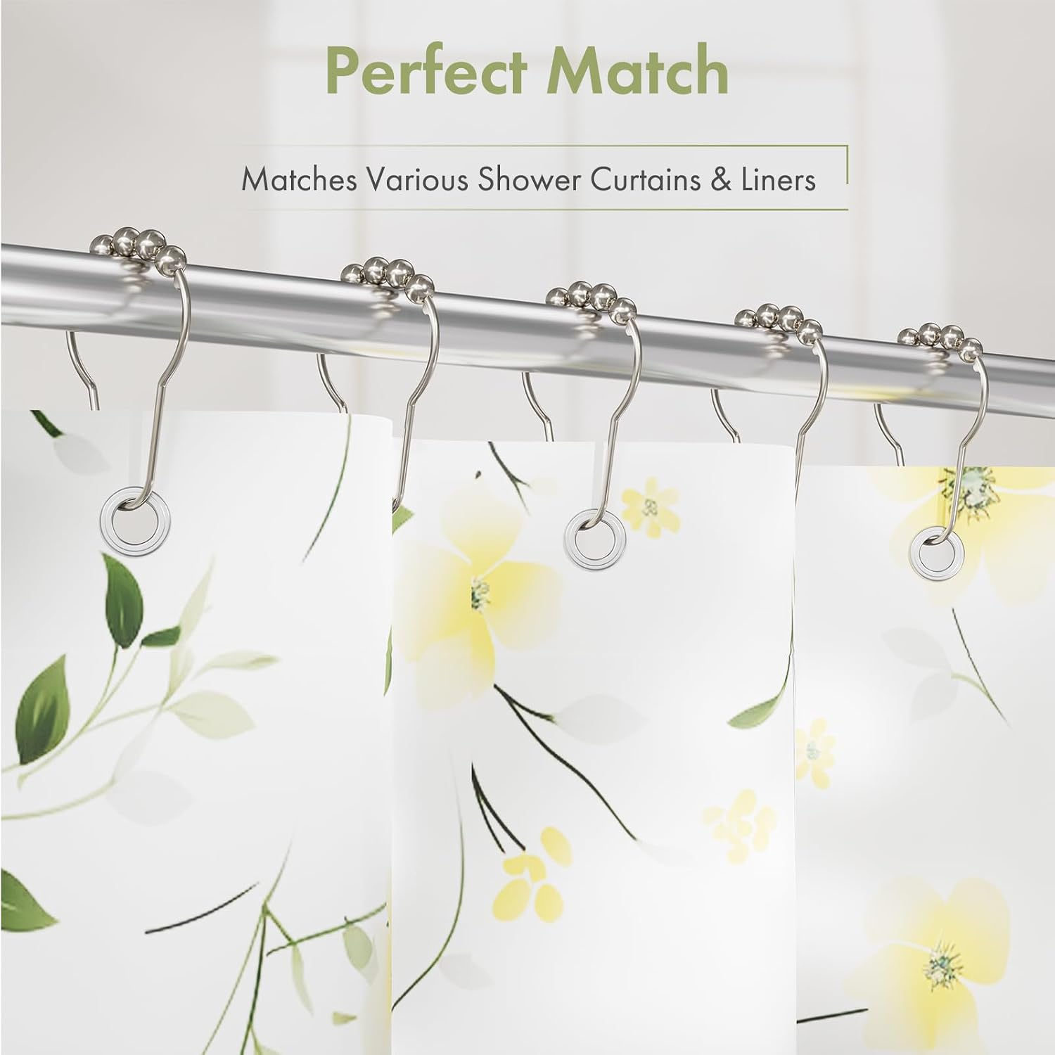 Detalle de Amazer Shower Curtain Hooks, Polished Nickel
