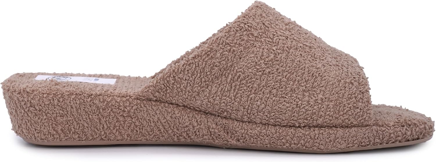 Detalle de JOMIX pantoffels met sleehak voor dames in badstof, met kurken tussenzool