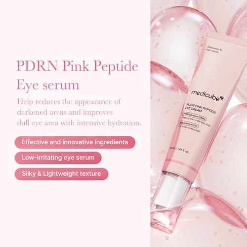 Detalle 2 de medicube Salmon DNA PDRN Pink Peptide Eye Serum con niacinamida y retinol 99% – cuidado de ojos coreano