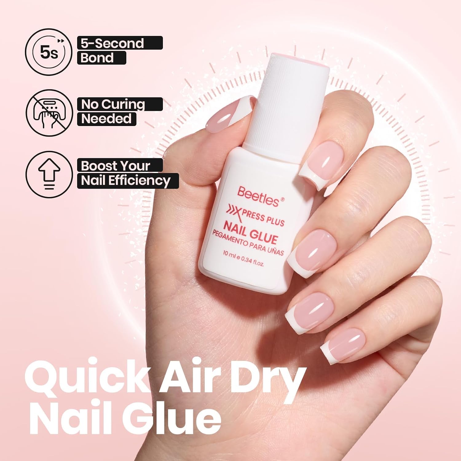 Detalle de Beetles 4-Piece Press-On Nail Kit with Fast-Dry Glue and Builder Top Coat
