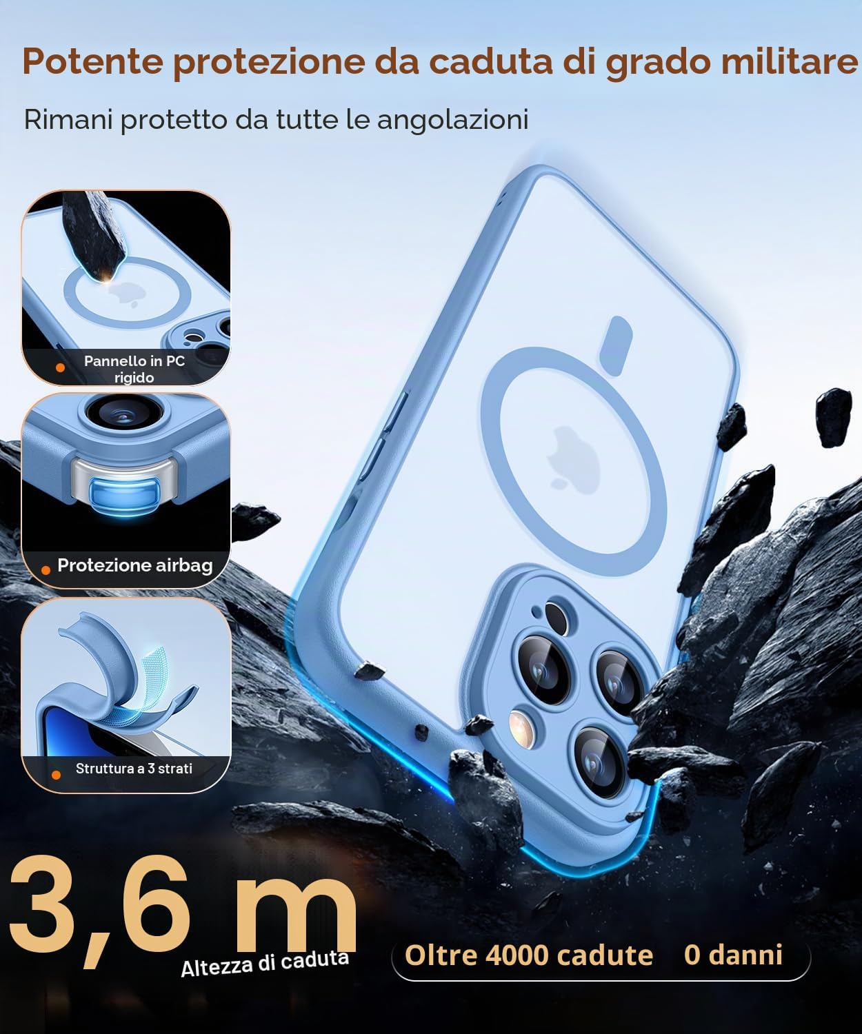 Thumbnail 6 de CANSHN Cover Magnetica per iPhone 13 Pro 6,1'' – Protezione completa della fotocamera, materiale opaco e compatibile MagSafe