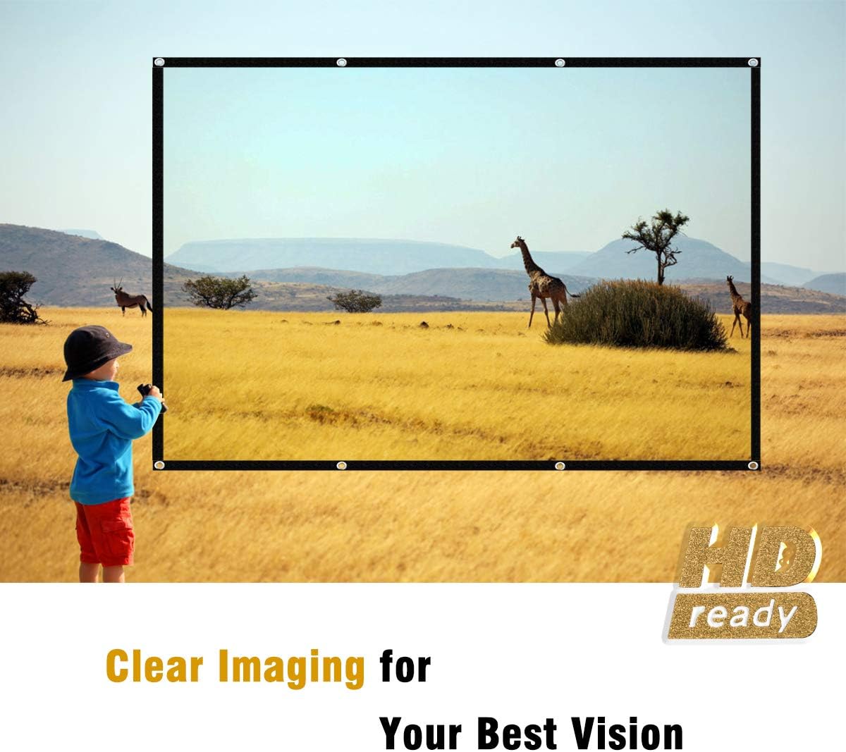 Thumbnail 3 de Mebios 120 Inch Projection Screen: Portable 4K Ready, Matte White Canvas for Home, School and Cinema