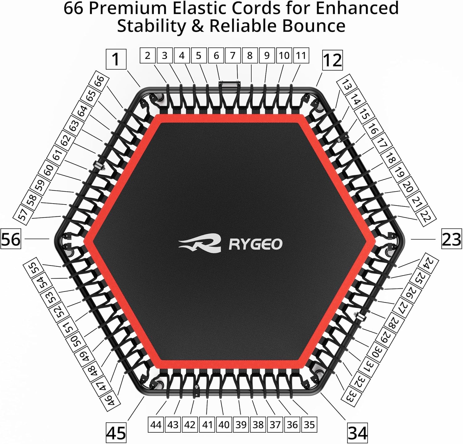 Detalle de RYGEO 50'' Fitness Trampoline: A Practical Rebounder for Home Workouts
