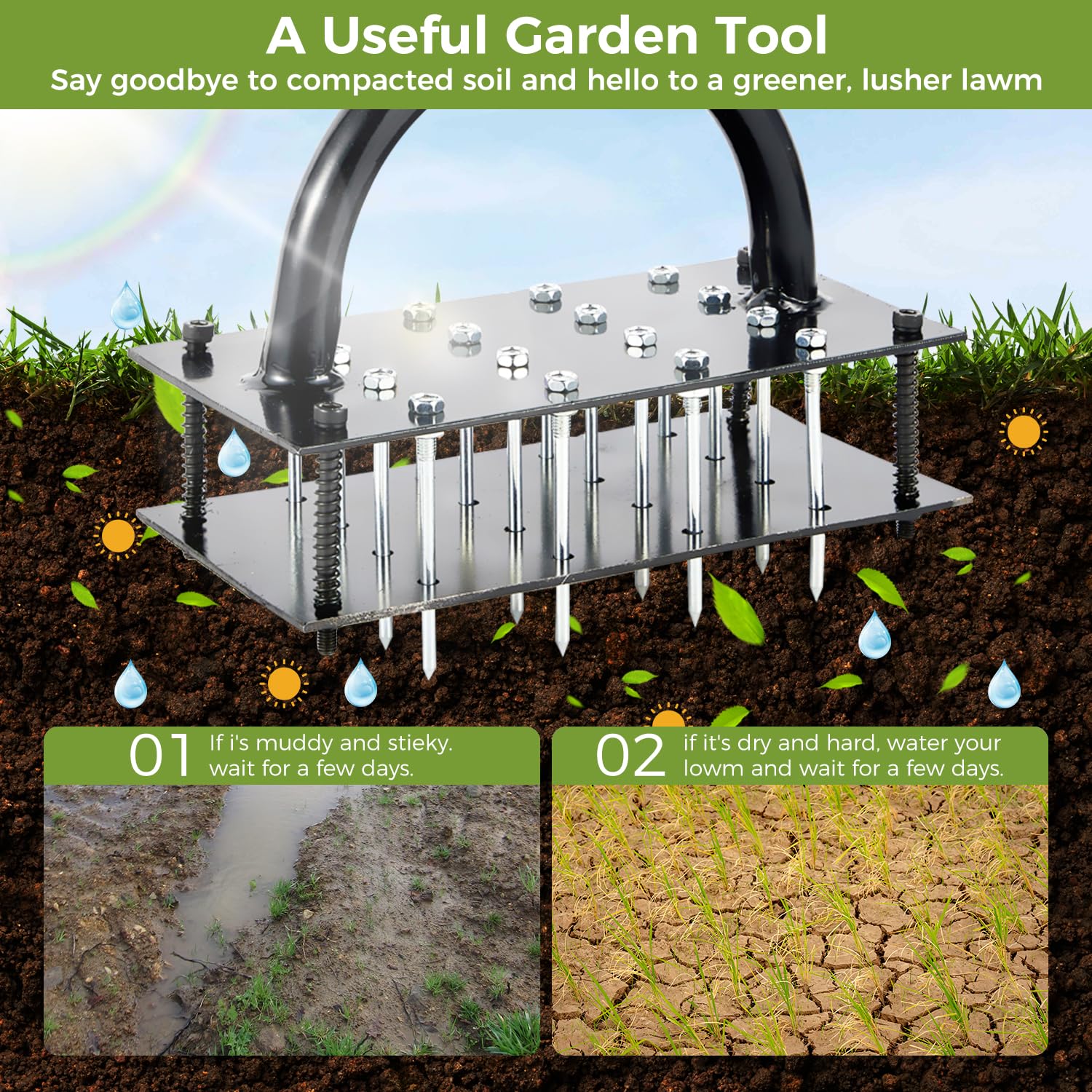 Thumbnail 3 de ZUCKLIGHT Lawn Aerator Spikes Aerating Tool
