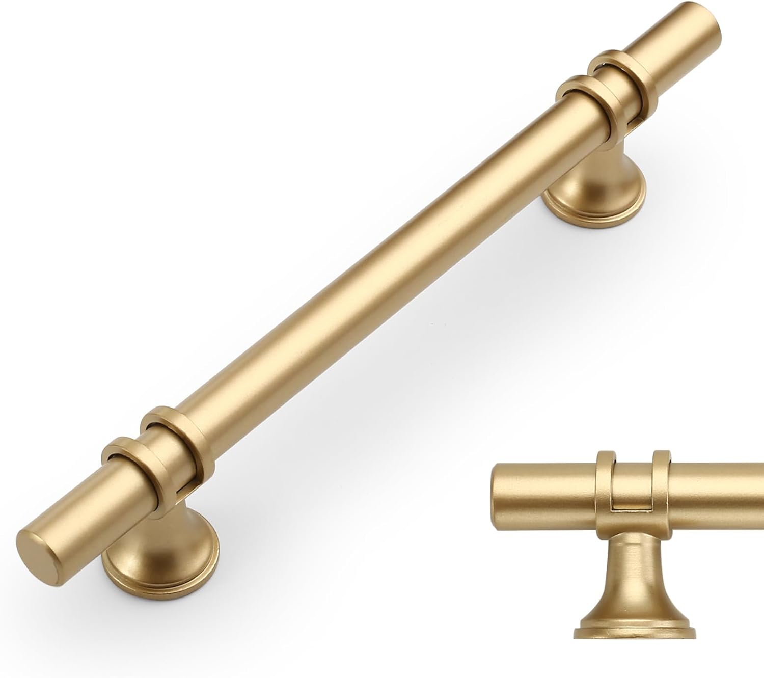Detalle de Amerdeco 10 maniglie per mobili in alluminio oro, interasse foro 128 mm (UK0002)