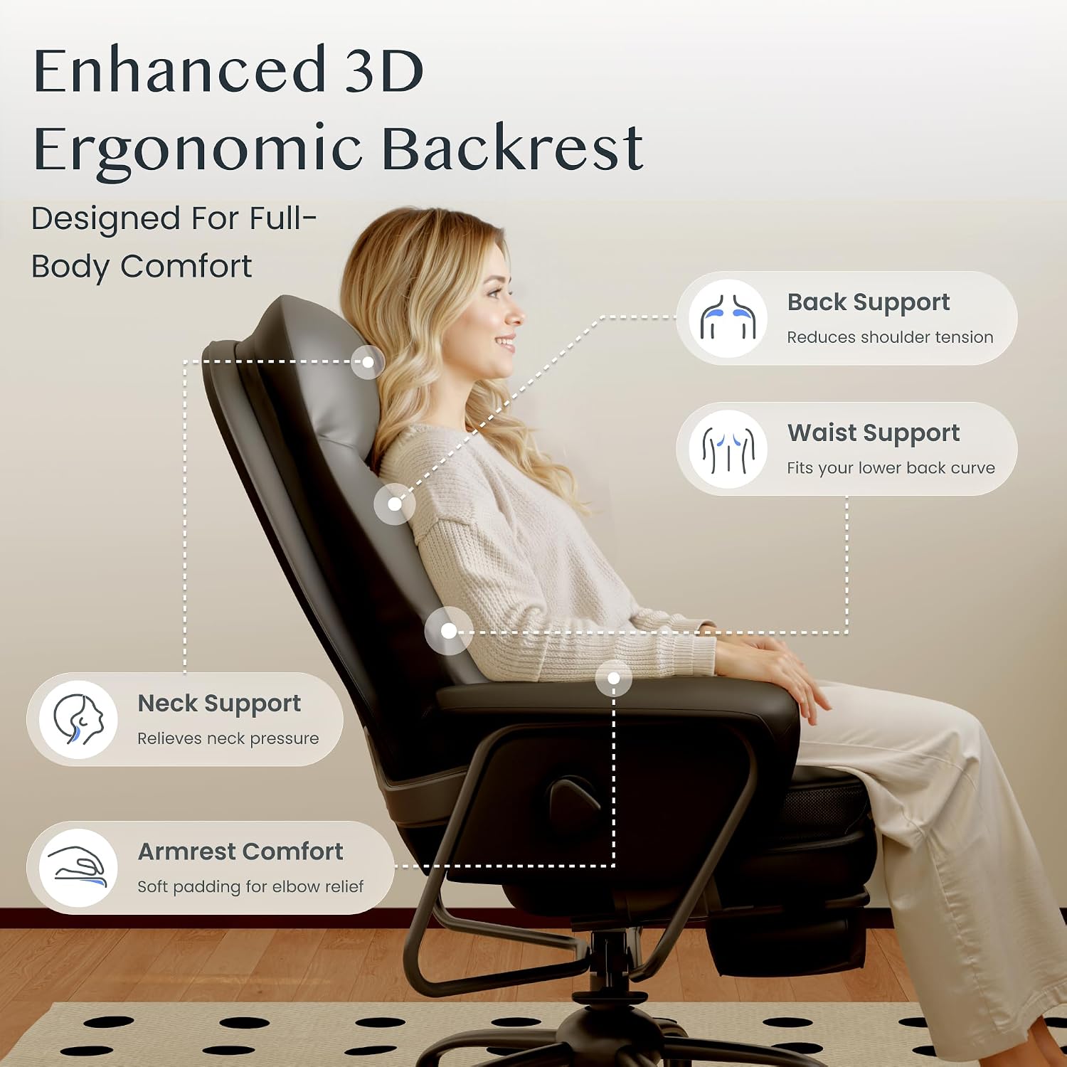 Detalle 2 de FLEXISPOT Cloudrest Chaise ergonomique 160°