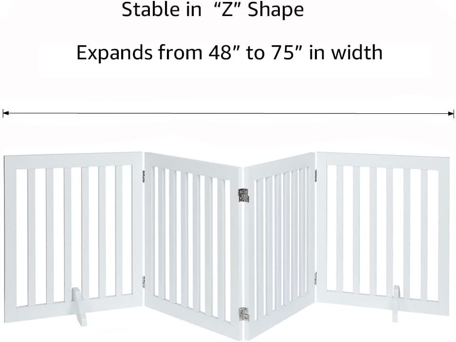 Thumbnail 4 de unipaws Freestanding Dog Gate (Foldable Pet Fence) – White, 4 Panels, 61cm Height