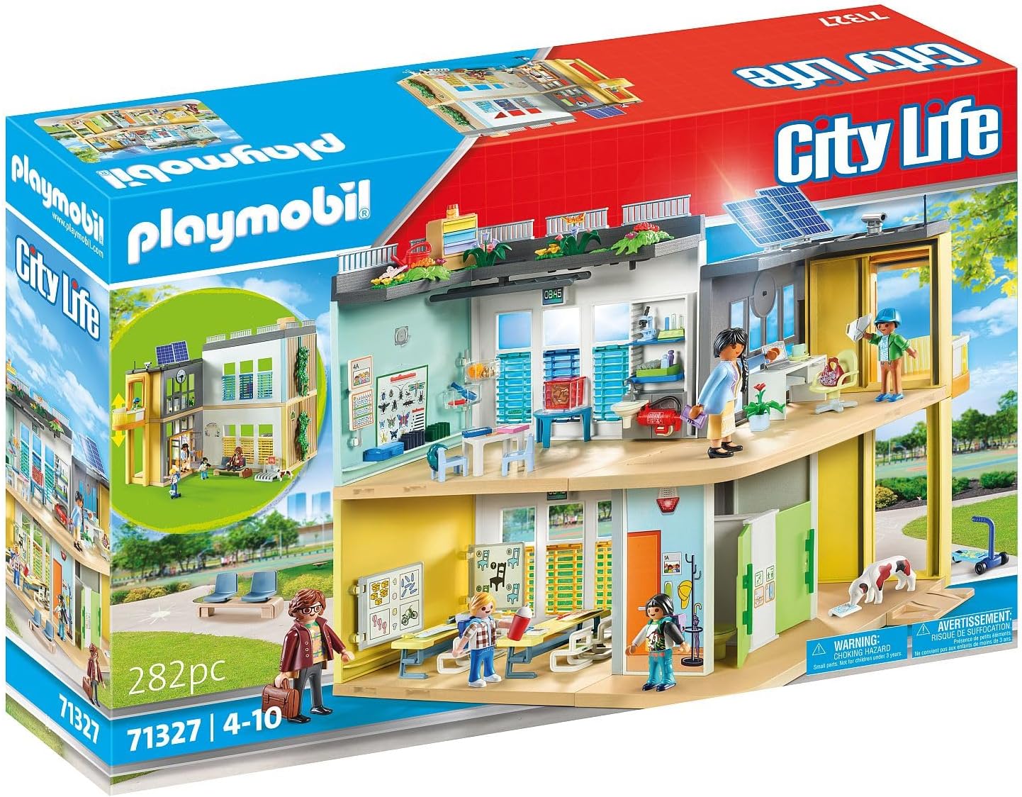Detalle 2 de PLAYMOBIL City Life Große Schule 71327 – Pädagogisches Rollenspiel für Kinder ab 5 Jahren