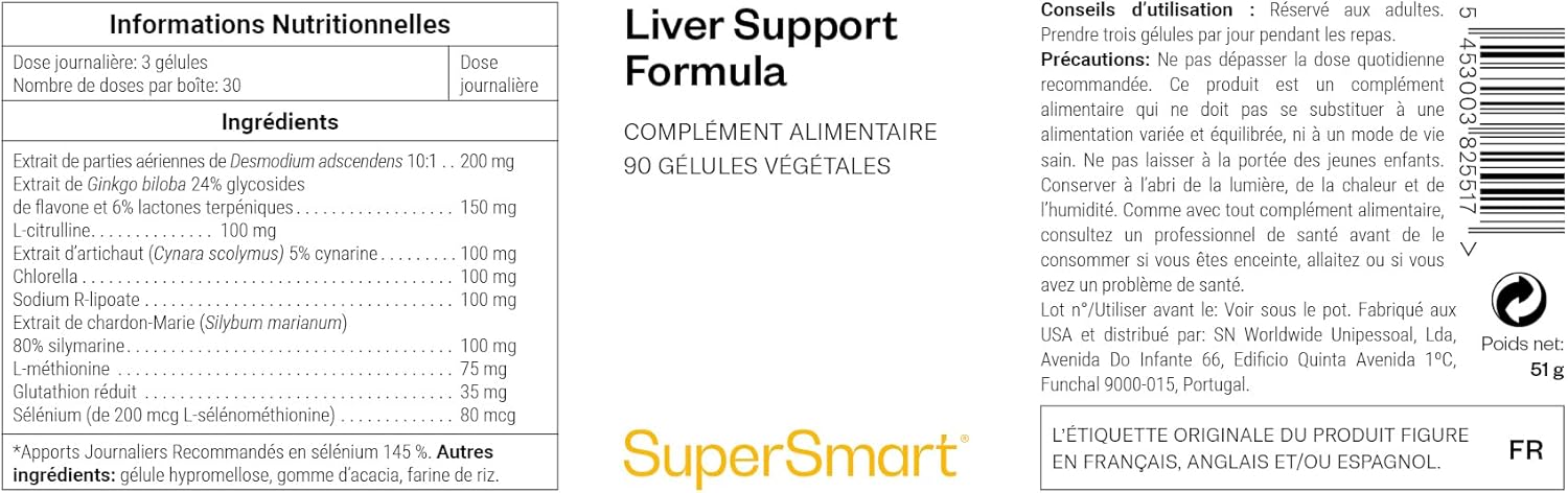 Thumbnail 2 de SuperSmart Liver Support Formula – Formule antioxydante pour le foie, 90 gélules végétariennes