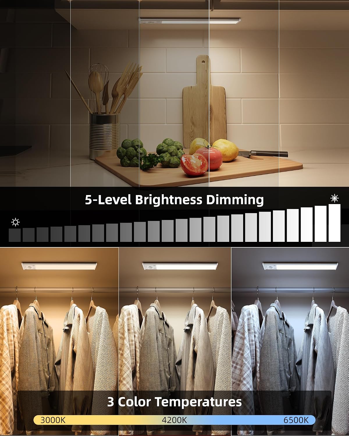 Detalle de EZVALO Under Cabinet Kitchen Lights 1600mAh