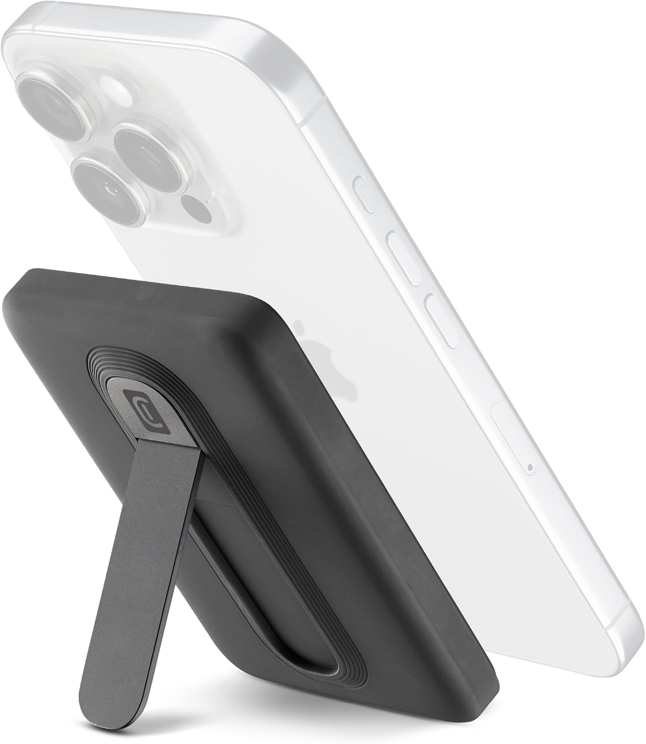 Detalle de Cellularline Power Bank 5 000 mAh Qi2 15W avec Support Intégré et USB-C 20W – Soft-Touch, Mag Stand, Noir