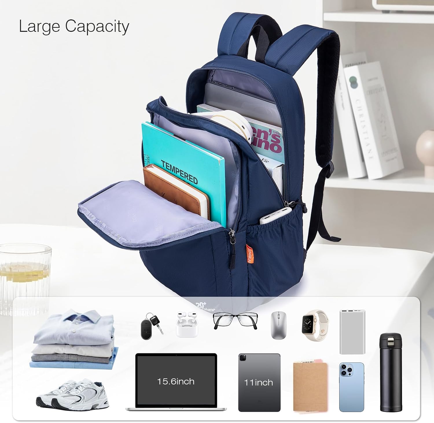 Detalle de SPAHER Bagage Cabine 40x30x15 cm – Sac à dos nomade 20 L imperméable, adapté 15,6 pouces