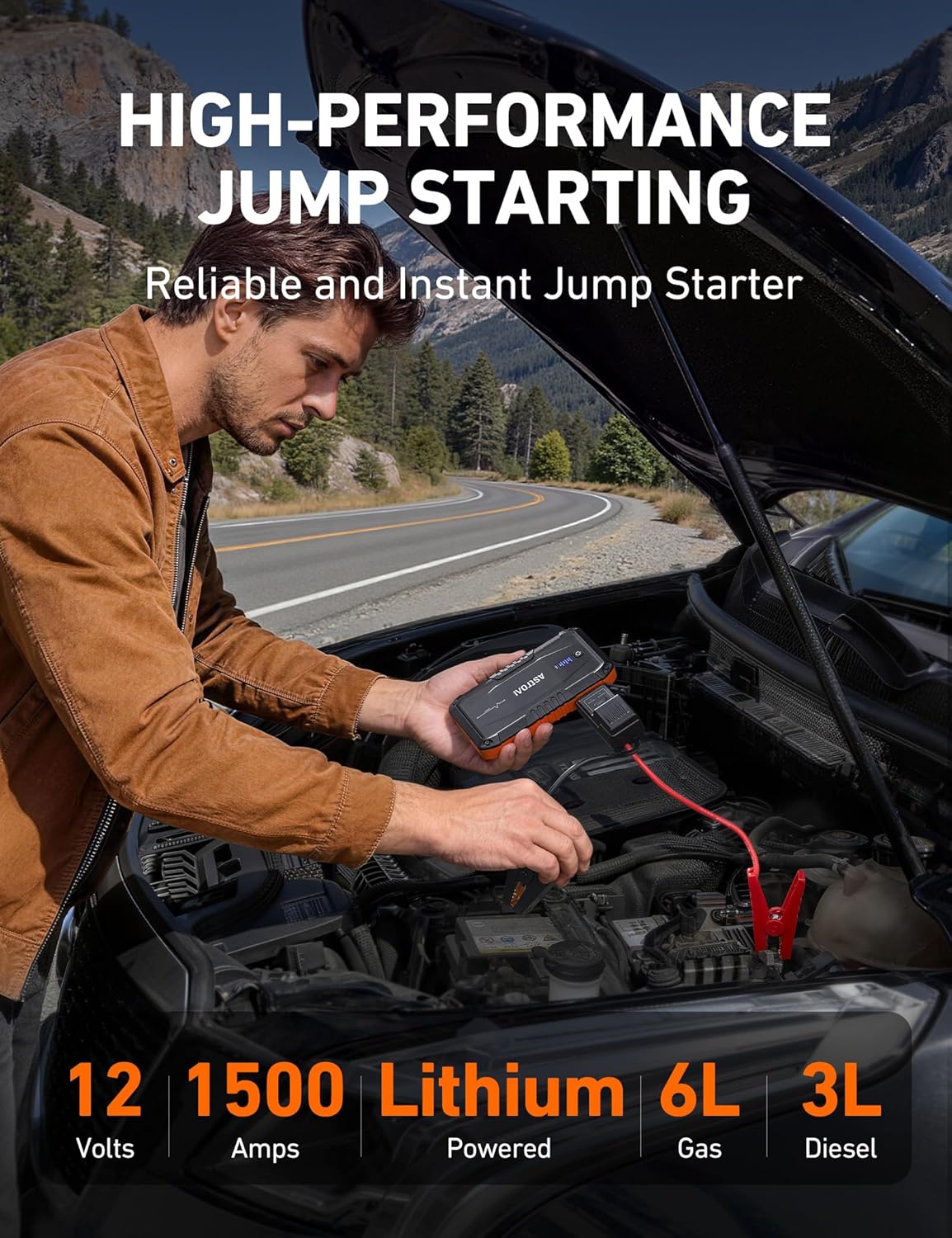 Detalle 2 de AstroAI Car Battery Jump Starter 1500A