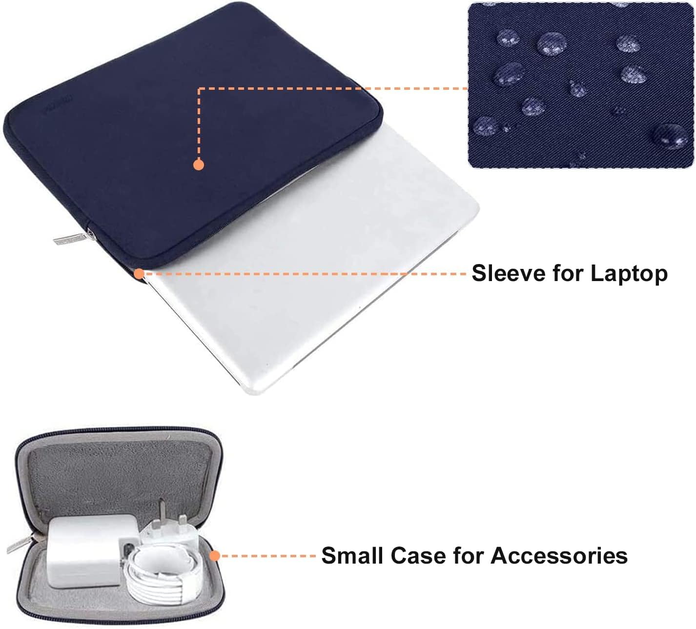 Thumbnail 1 de MOSISO 14 Inch Neoprene Laptop Case with Small Bag – Navy Blue