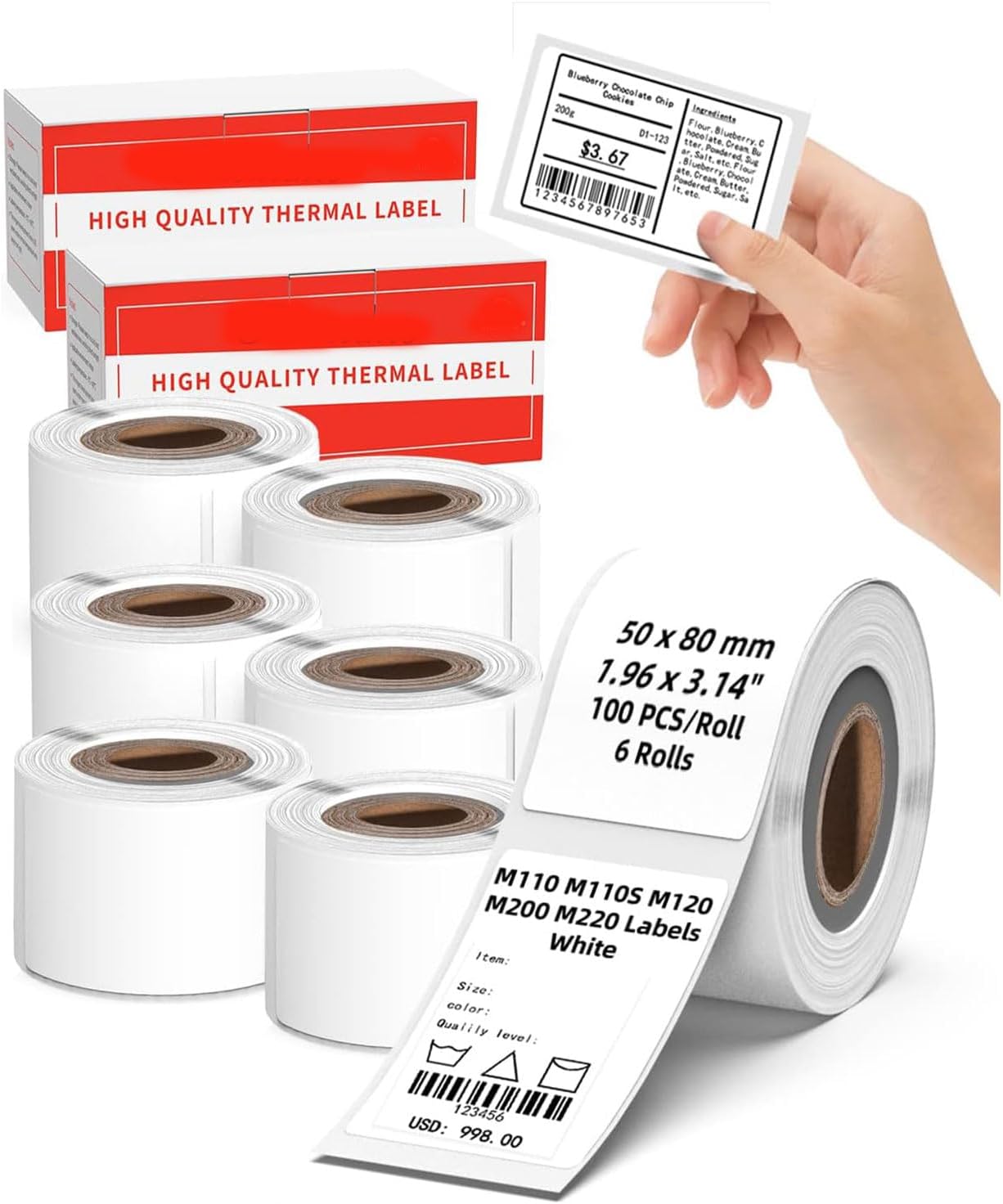 Detalle de Memoking M110 Thermal Labels, 50 x 80 mm White, Self-Adhesive