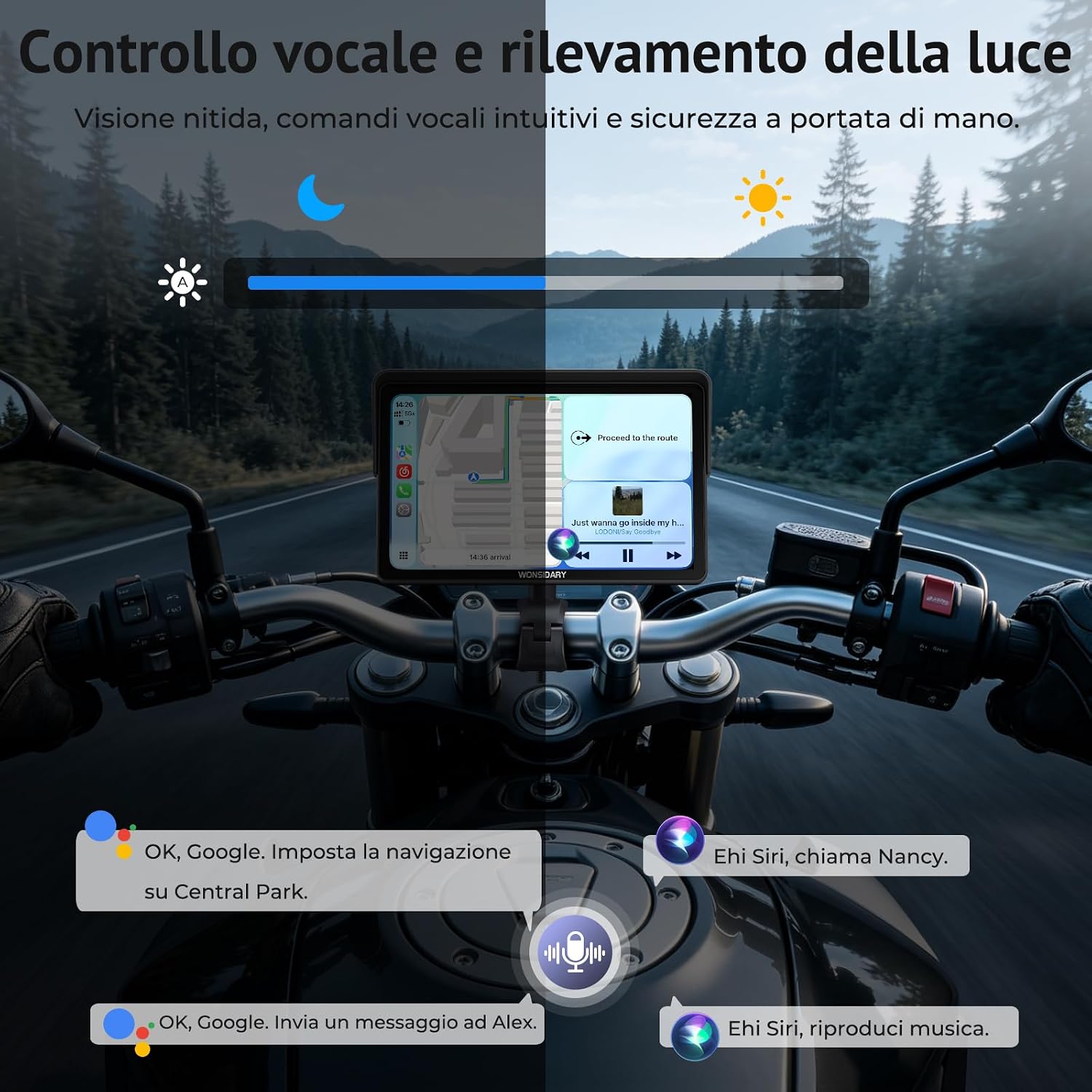 Thumbnail 3 de Wonsidary W722TPMS Schermo CarPlay Moto 7" Wireless con Android Auto, TPMS e GPS IP67