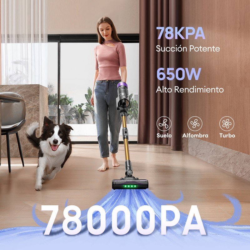 Detalle de Aspiradora sin cable Ultenic 78000PA 650 W con cepillo Zero-Tangle