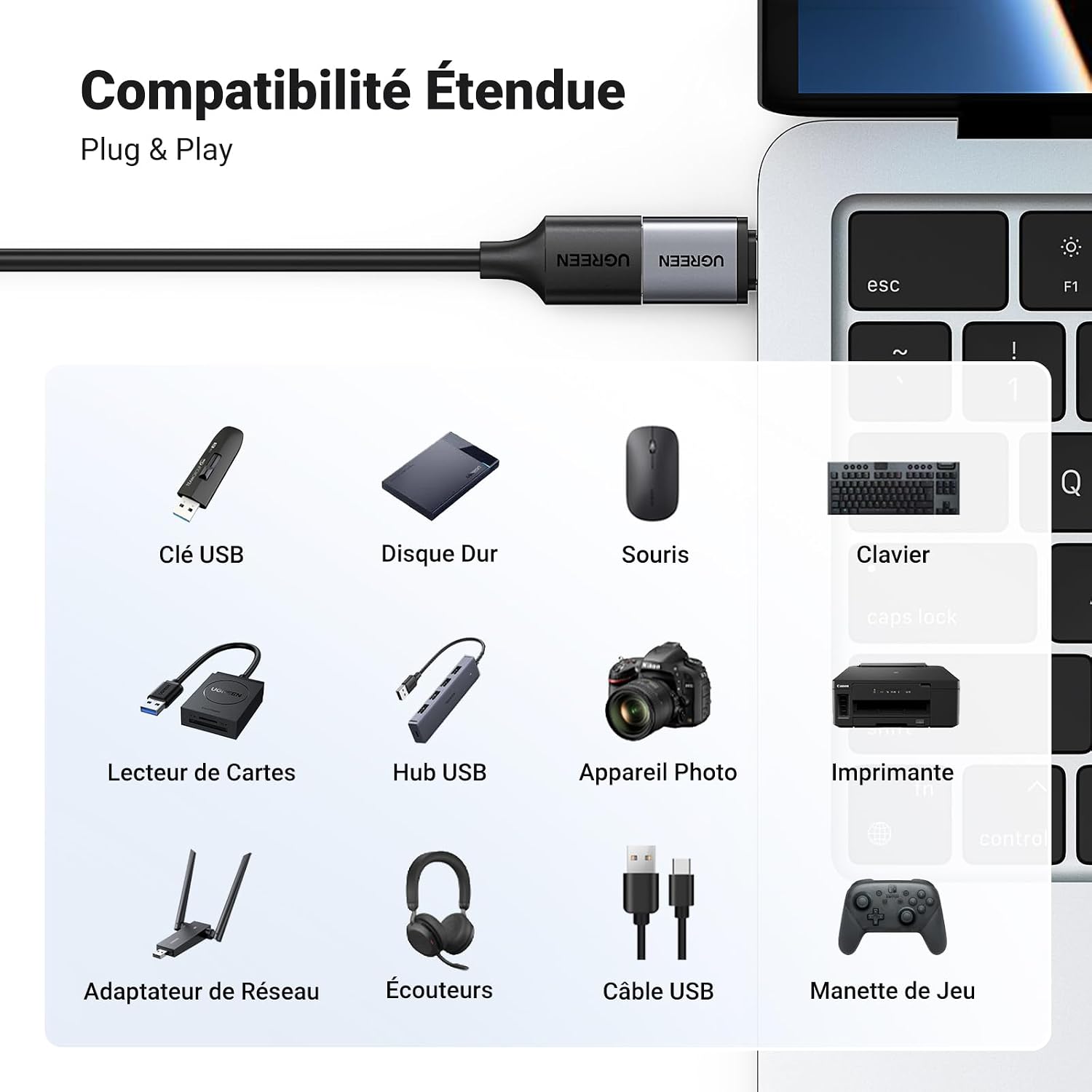 Detalle 2 de UGREEN Adaptateur USB C vers USB A 10Gbps 🔌