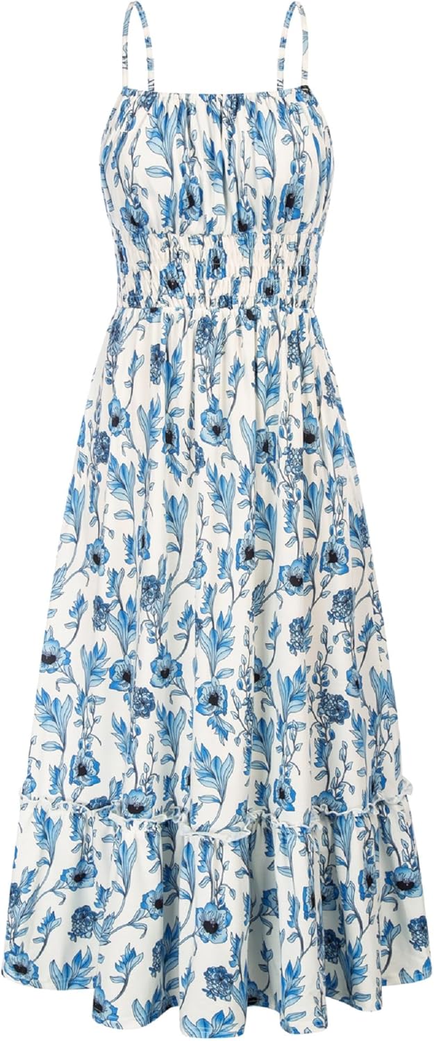 Detalle de GRACE KARIN Smocked Floral Maxi Dress